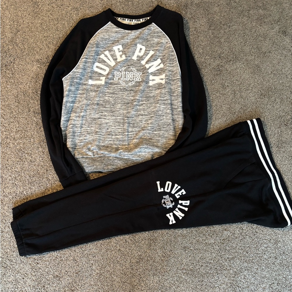 Victoria's Secret PINK Black and Gray Lounge Set